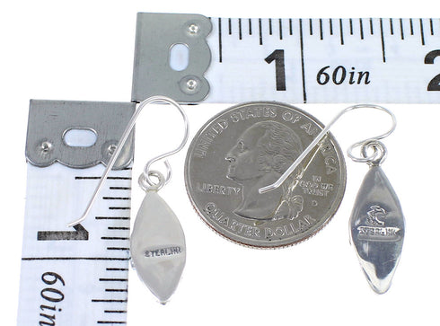 Authentic Sterling Silver Turquoise Water Wave Needlepoint Hook Dangle Earrings QX69207